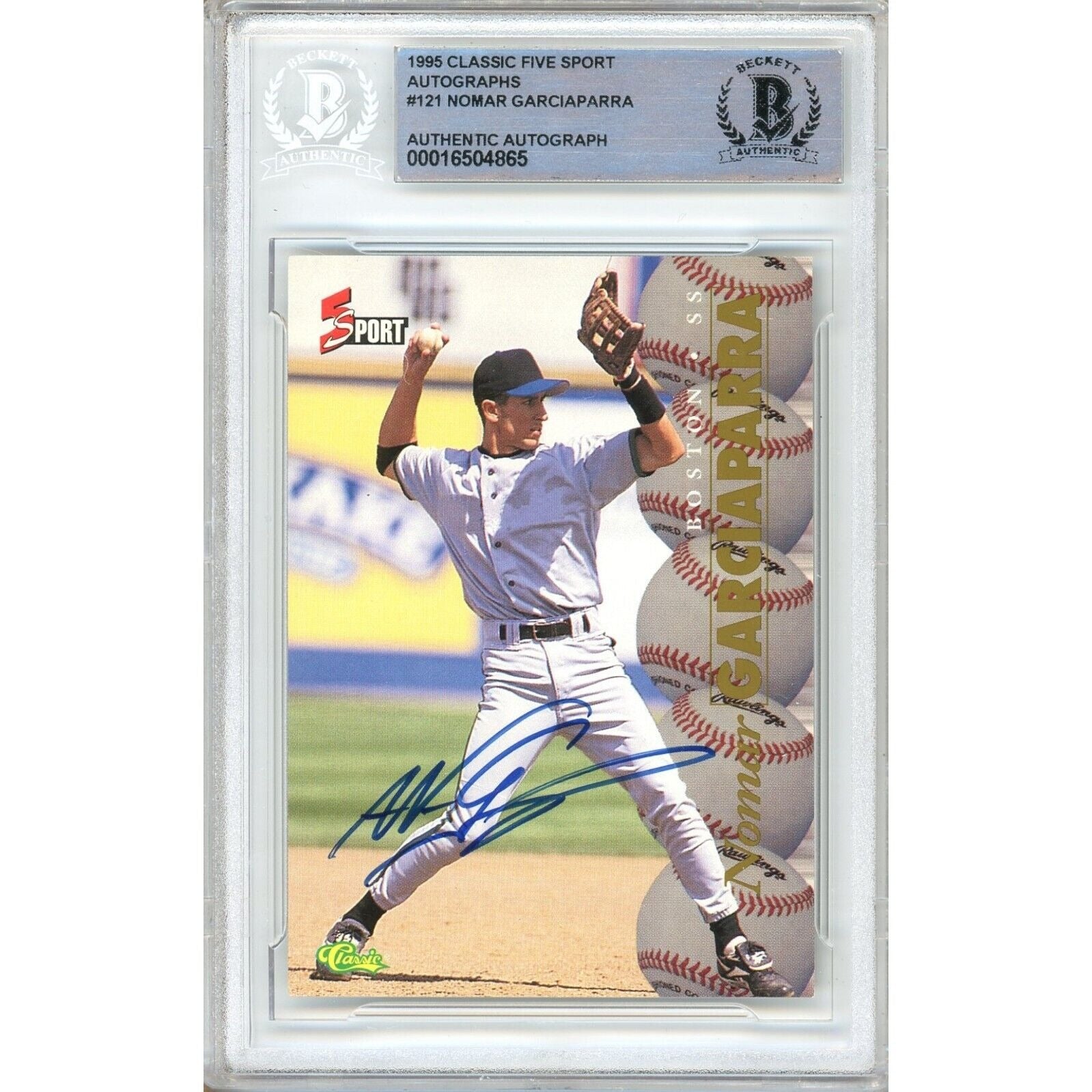 Nomar Garciaparra Red Sox autographed trading card – full view – Beckett COA