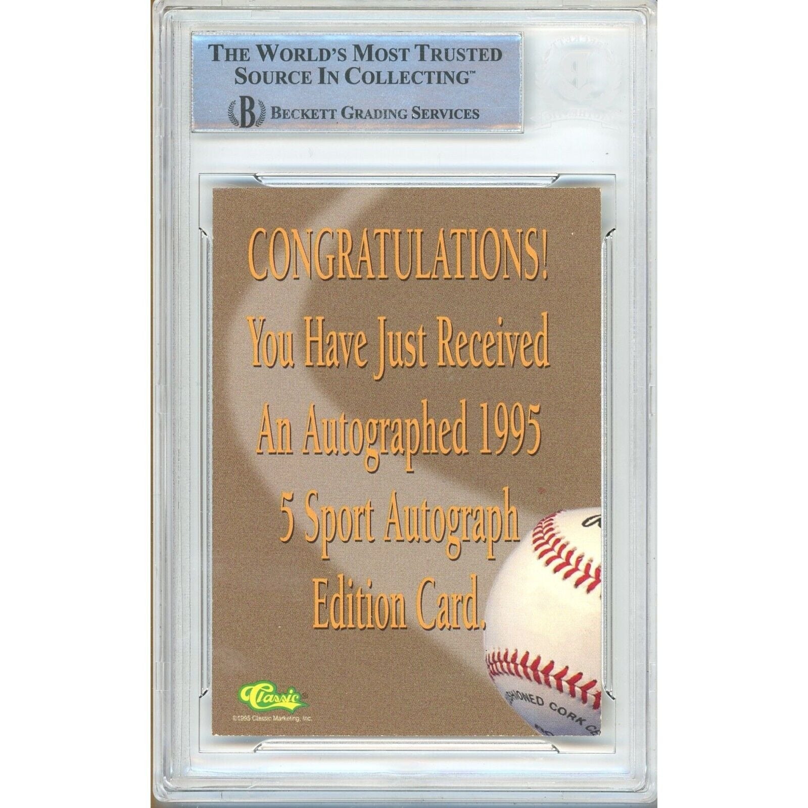 Baseballs- Autographed- Nomar Garciaparra Boston Red Sox Signed 1995 Classic Five Sport Baseball Rookie Card Beckett Authentic Auto Slab Back