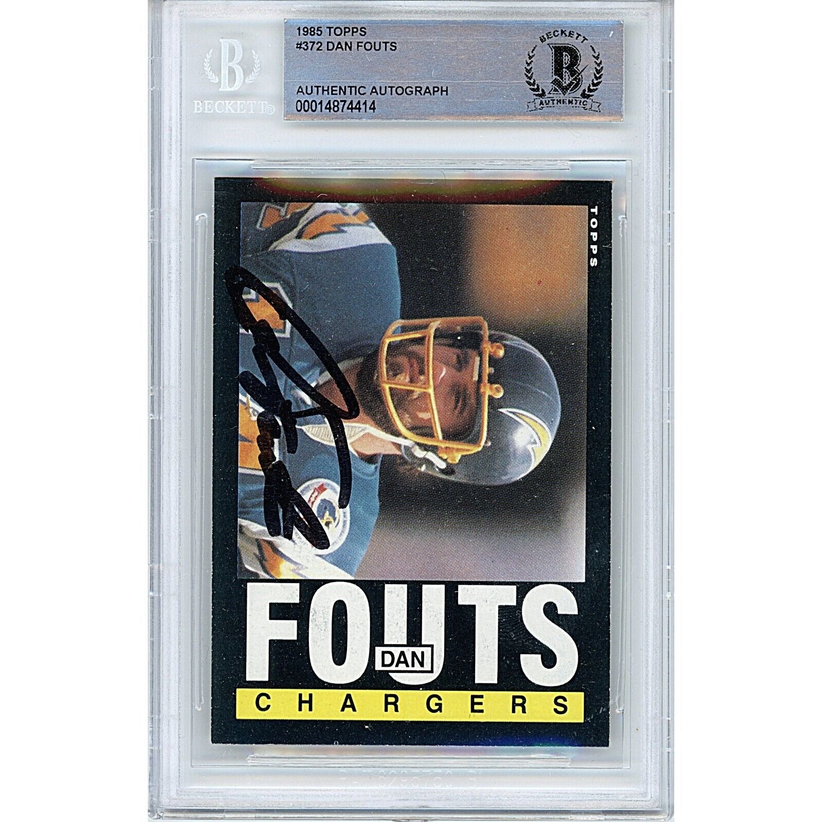 1985 Topps #372 Dan Fouts San Diego Chargers Signed Trading Card – Beckett BAS