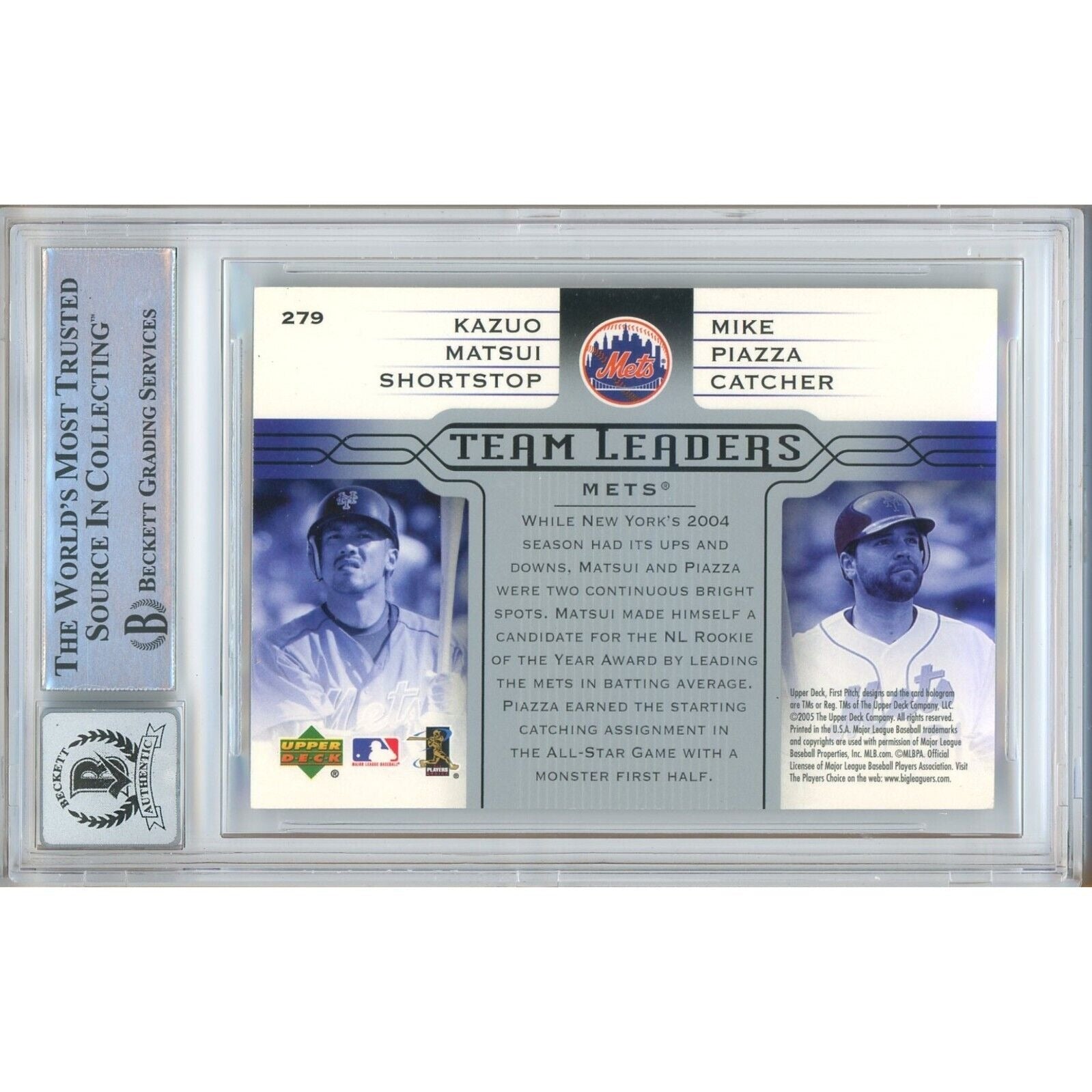 2005 Upper Deck #279 Kaz Matsui New York Mets Autograph Trading Card – Beckett BAS.