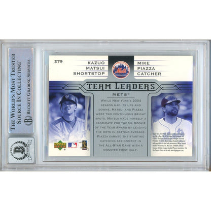 Baseballs- Autographed- Kazuo Matsui New York Mets Signed 2005 Upper Deck Team Leaders Baseball Card Beckett Authentic BGS Auto-10 Graded Slab Back