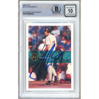 Baseballs- Autographed- Jayson Werth Washington Nationals Signed 2000 Just Baseball Card Beckett Authentic BGS Auto-10 Graded Slab