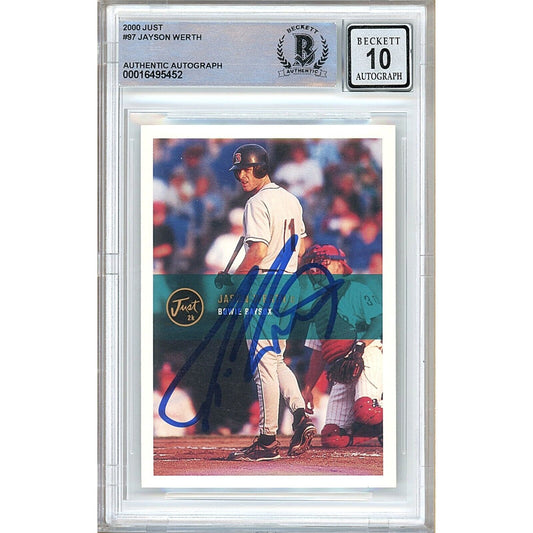 Baseballs- Autographed- Jayson Werth Washington Nationals Signed 2000 Just Baseball Card Beckett Authentic BGS Auto-10 Graded Slab