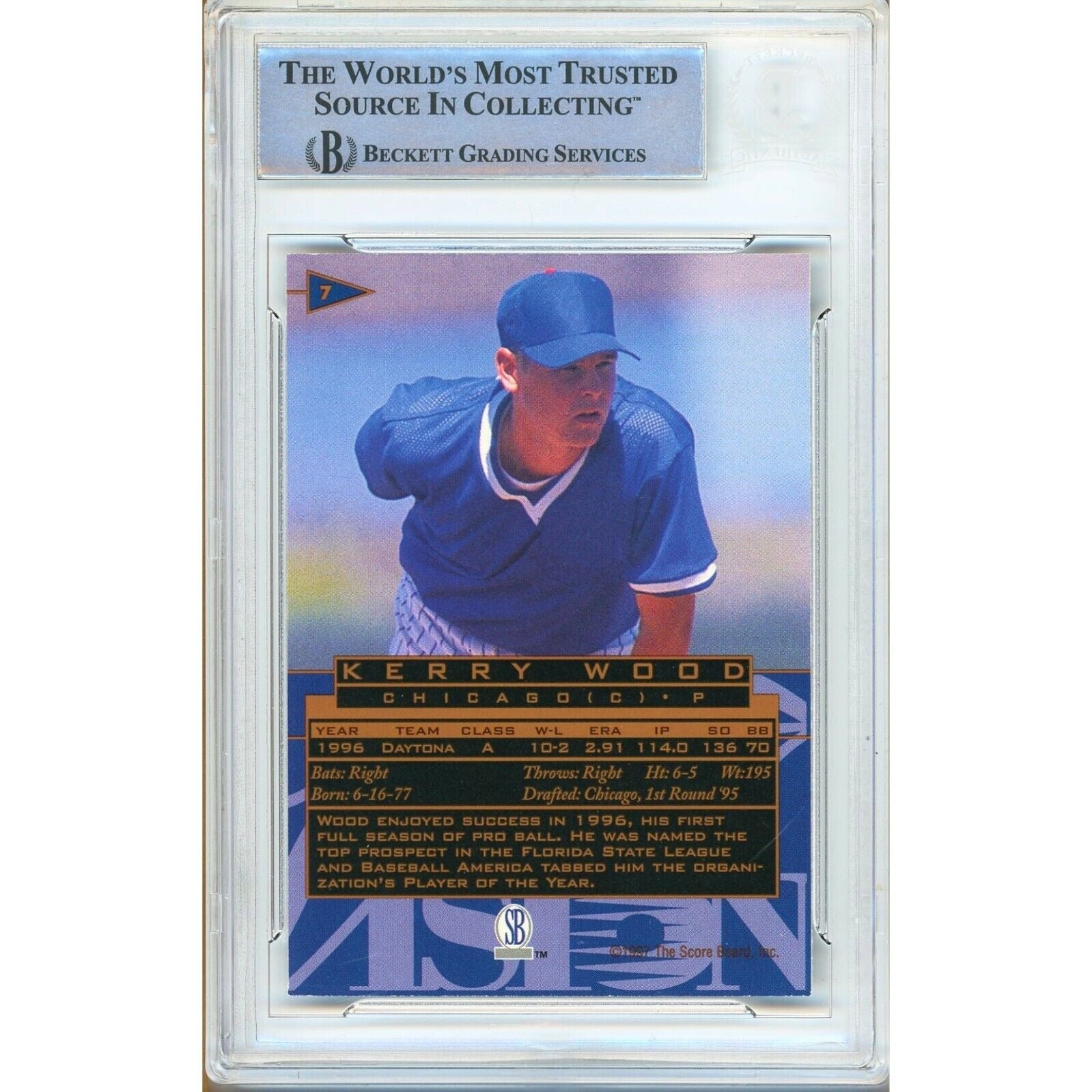 Kerry Wood Chicago Cubs signed trading card – signature close-up – Beckett COA