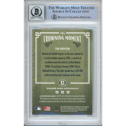 Baseballs- Autographed- Tim Hudson Oakland Athletics Signed 2005 Donruss Diamond Kings Black and White Trading Card Beckett Authentic BGS Auto-10 Graded Slab Back