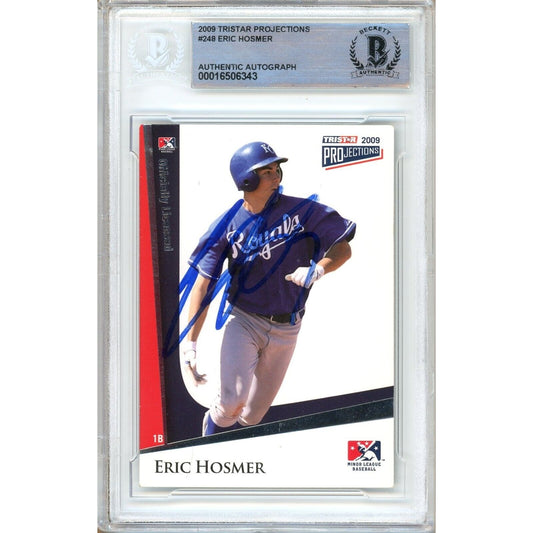 Baseballs- Autographed- Eric Hosmer Kansas City Royals Signed 2009 Tristar Projections Rookie Baseball Card Beckett Authentic Auto Slab Front