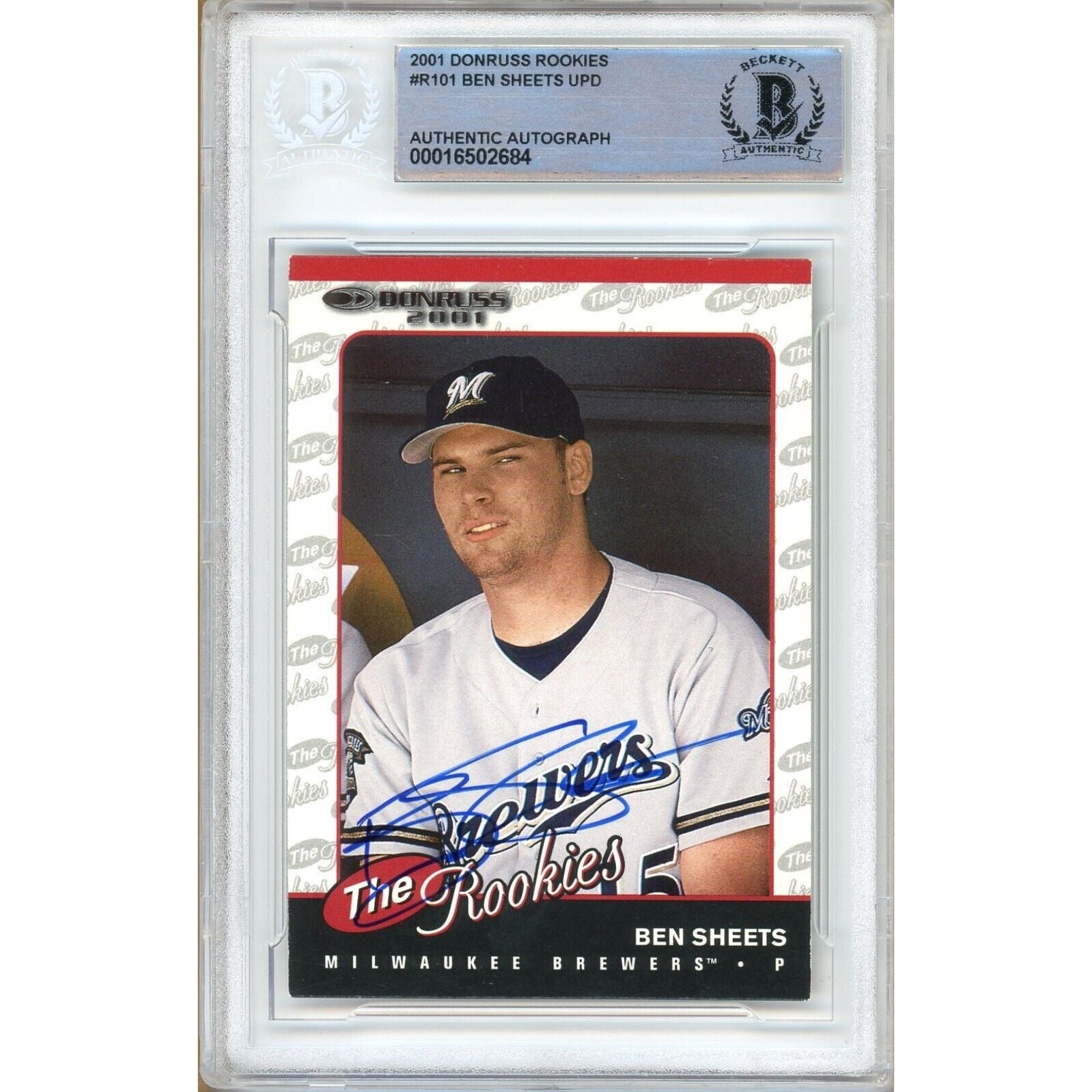 2001 Donruss Ben Sheets Milwaukee Brewers Autographed Trading Card – Beckett BAS