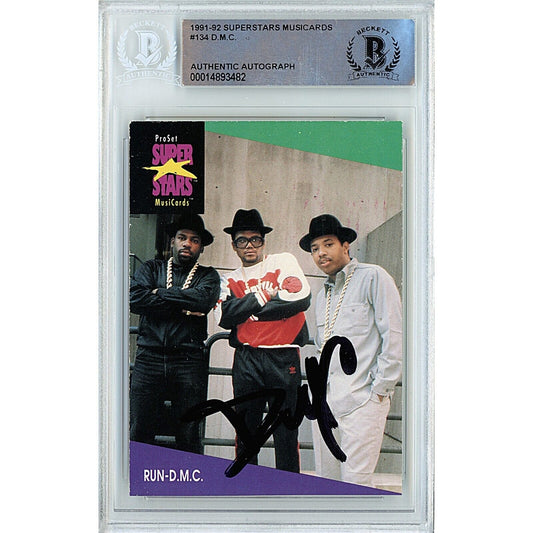 Music- Autographed- Darryl McDaniels Run DMC Signed 1991-92 Superstars Musicards Trading Card Beckett Authentic Auto Slab Front