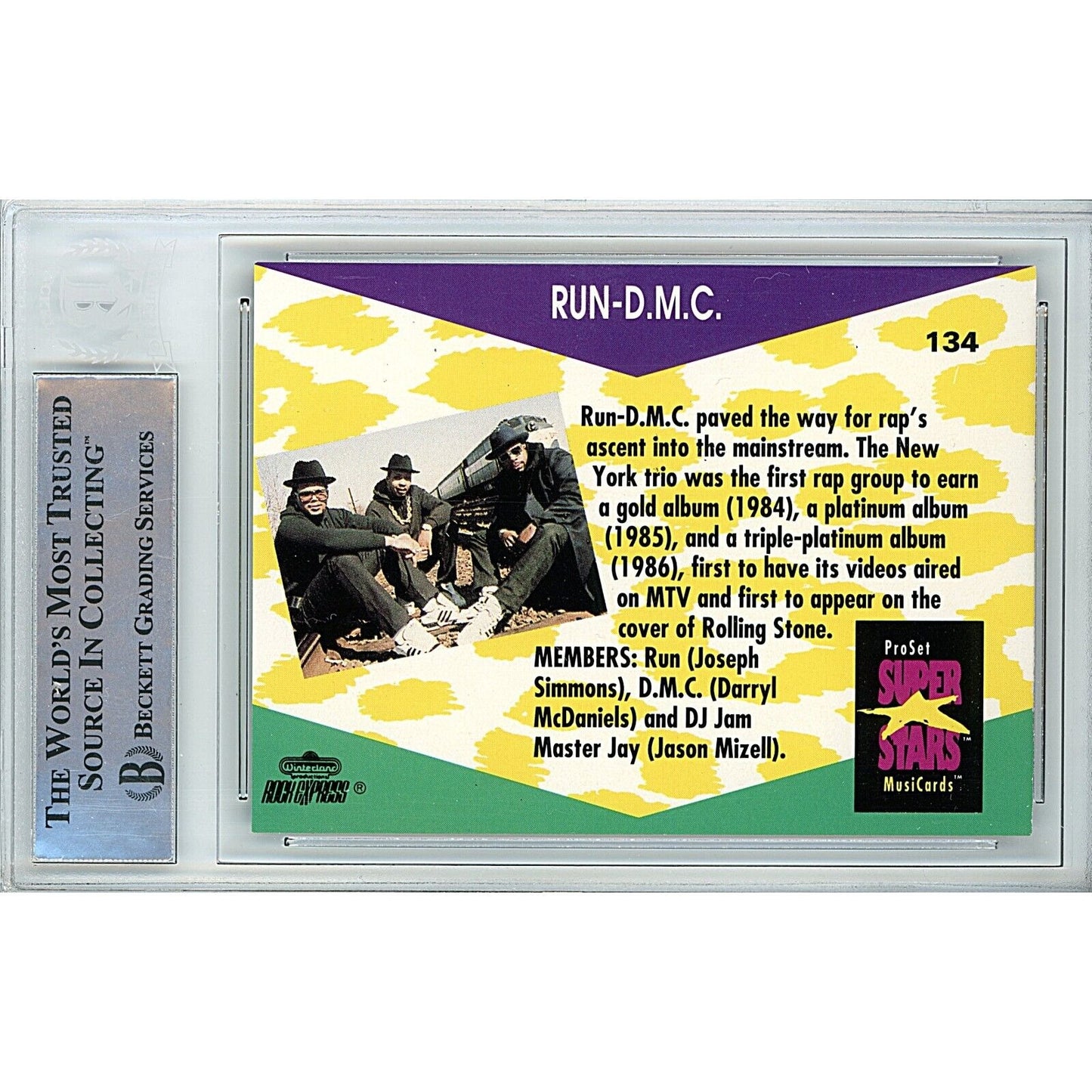 Music- Autographed- Darryl McDaniels Run DMC Signed 1991-92 Superstars Musicards Trading Card Beckett Authentic Auto Slab Back