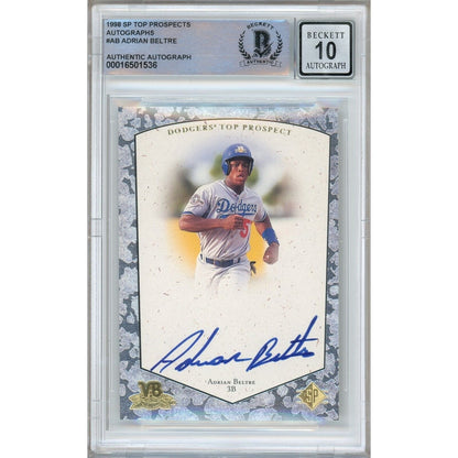 Baseballs- Autographed- Adrian Beltre Signed 1998 SP Top Prospects BGS Auto-10 Graded Beckett Authentic Slab Front