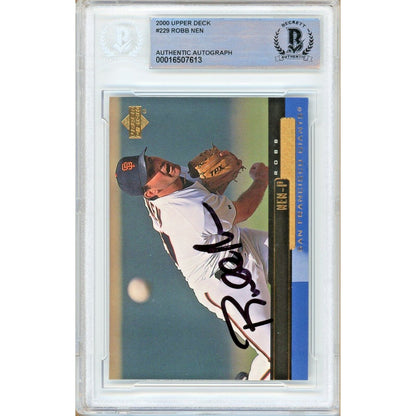 Baseballs- Autographed- Robb Nen SF Giants Signed 2000 Upper Deck Trading Card Beckett Authentic Auto Slab Front