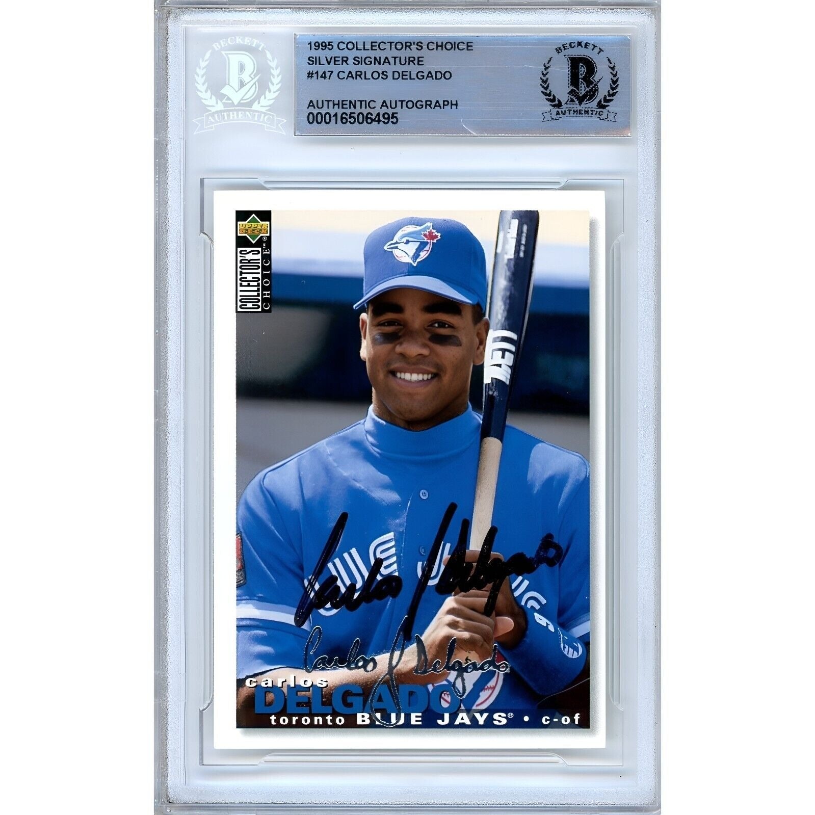 1995 Upper Deck Carlos Delgado Toronto Blue Jays Autographed Trading Card – Beckett BAS