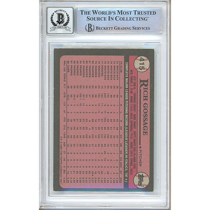 Baseballs- Autographed- Rich Goose Gossage Chicago Cubs Signed 1989 Topps Trading Card Beckett Authenticated BGS Auto-10 Graded Slab Back