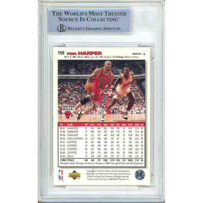 Basketballs- Autographed- Ron Harper Chicago Bulls Signed 1995-96 Upper Deck Collectors Choice Trading Card Beckett Authentic Auto Slab Back