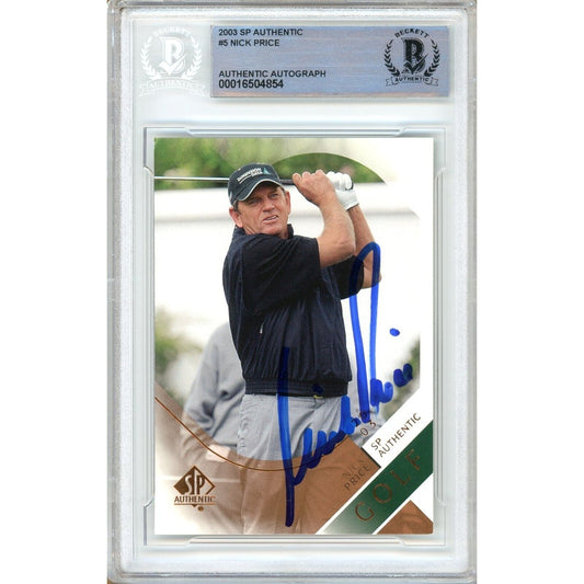 Golf- Autographed- Nick Price Signed 2003 Upper Deck SP Authentic PGA Tour Trading Card Beckett Auth Auto Slab Front