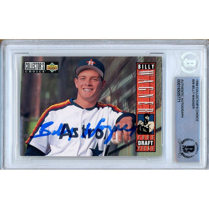 Baseballs- Autographed- Billy Wagner Houston Astros Signed 1994 Upper Deck Collectors Choice Rookie Baseball Card Beckett Authentic Auto Slab Front