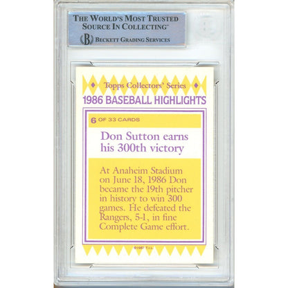 Baseballs- Autographed- Don Sutton Los Angeles Angels Signed 1987 Woolworth Topps Baseball Card Beckett Authentic Auto Slab Back