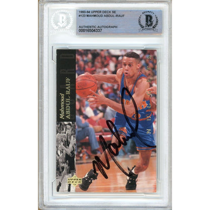 Basketballs- Autographed- Mahmoud Abdul-Rauf Denver Nuggets Signed 1994-95 Upper Deck Basketball Card Beckett Authentic Auto Slab Front