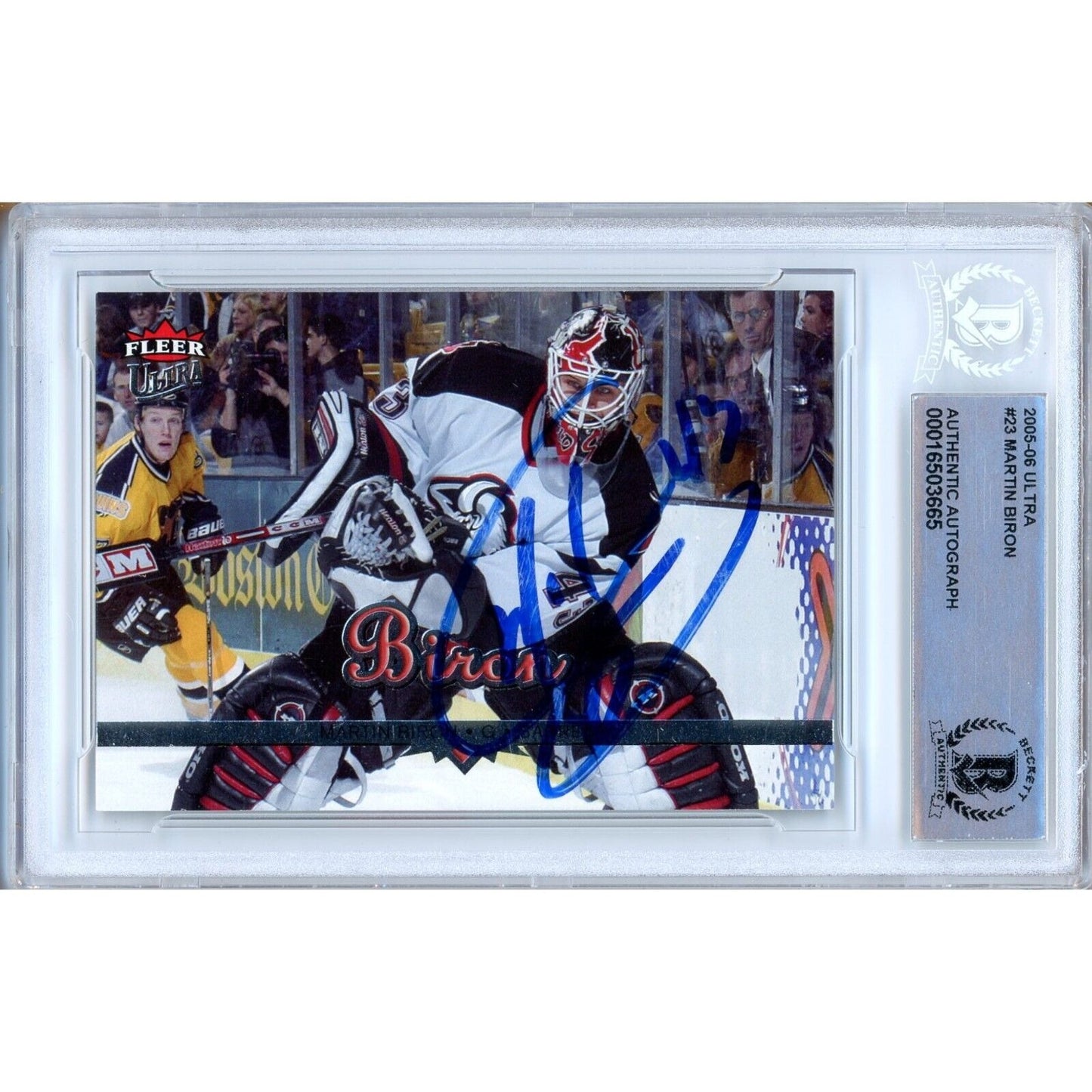 Hockey- Autographed- Martin Biron Buffalo Sabres Signed 2006-07 Fleer Ultra Hockey Card Beckett Authentic Auto Slab Front