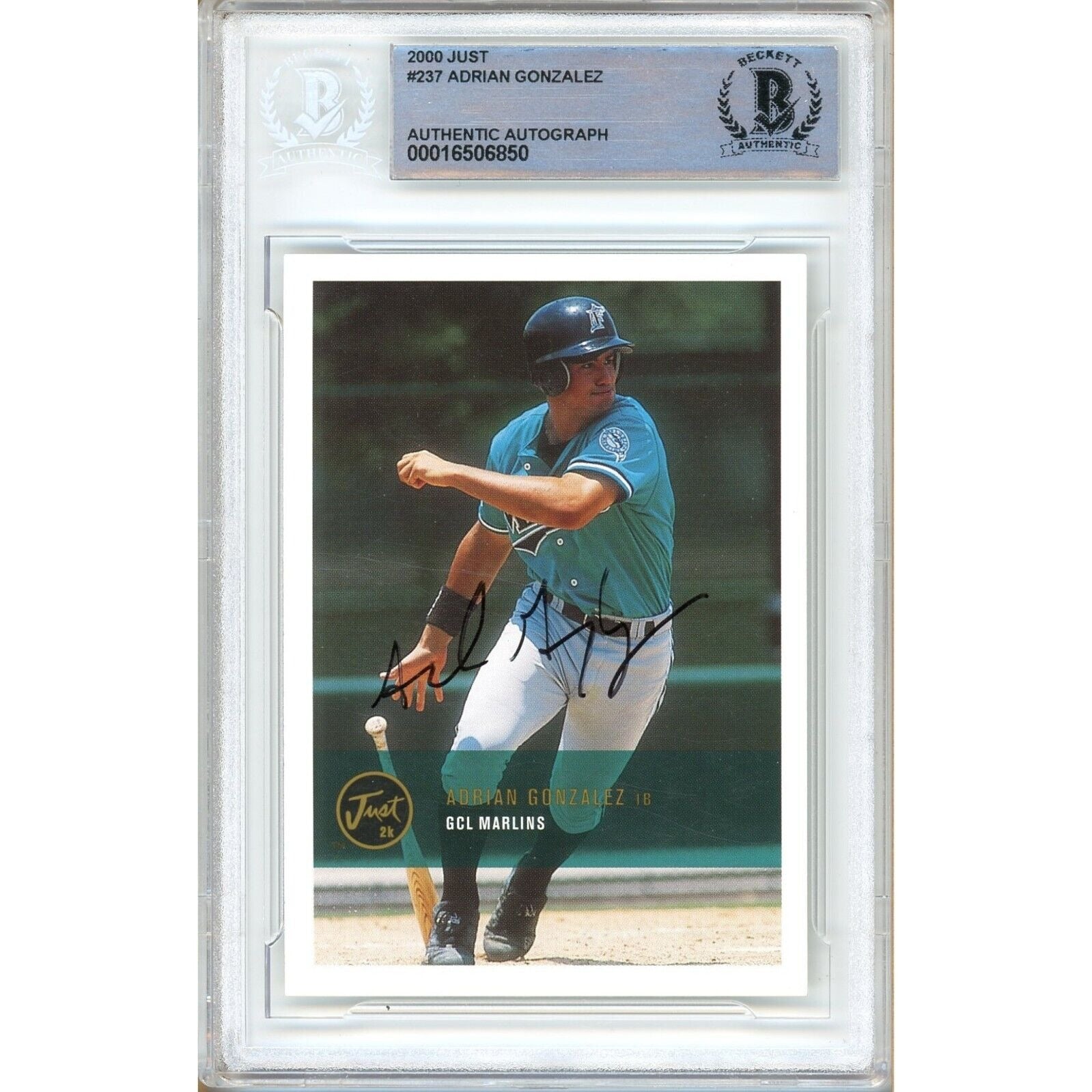 2000 #237 Adrian Gonzalez Marlins Autographed Trading Card – Beckett BAS