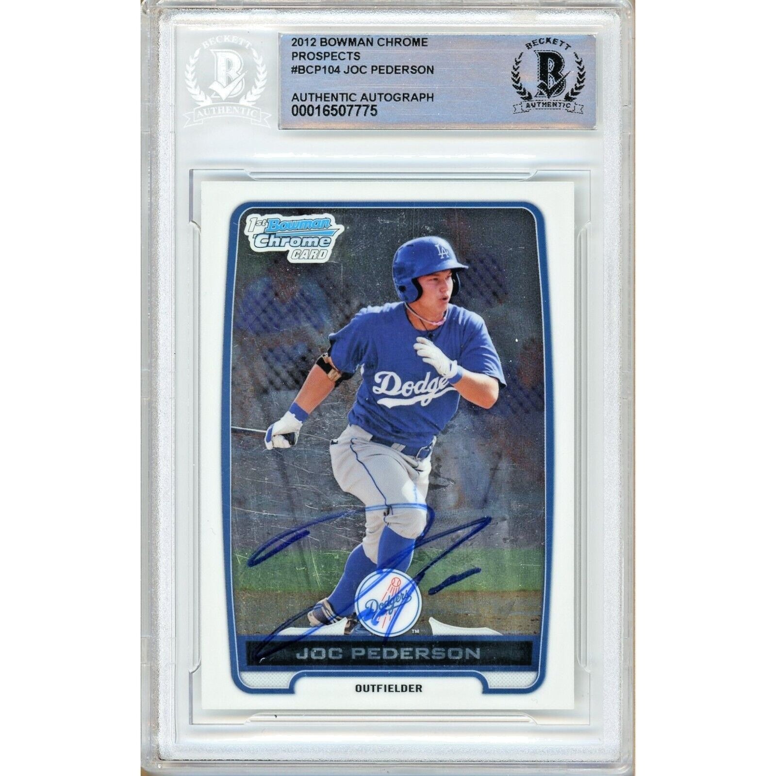 Joc Pederson La Dodgers autographed trading card – full view – Beckett COA