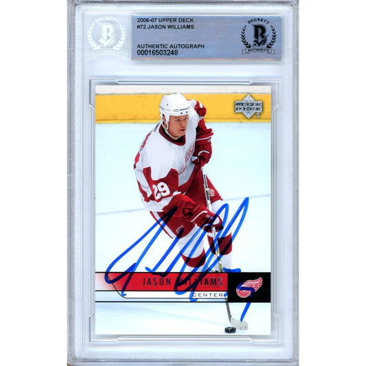 Hockey- Autographed- Jason Williams Detroit Red Wings Signed 2006-07 Upper Deck Hockey Card Beckett Authentic Auto Slab Front