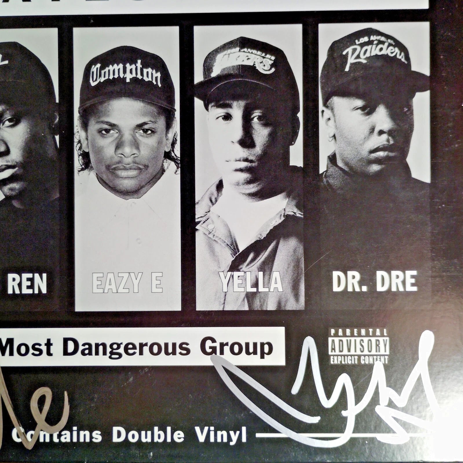 Music- Autographed- Ice Cube and DJ Yella Signed NWA Greatest Hits Vinyl Record Album Cover Proof Photos Beckett BAS Authentication 107