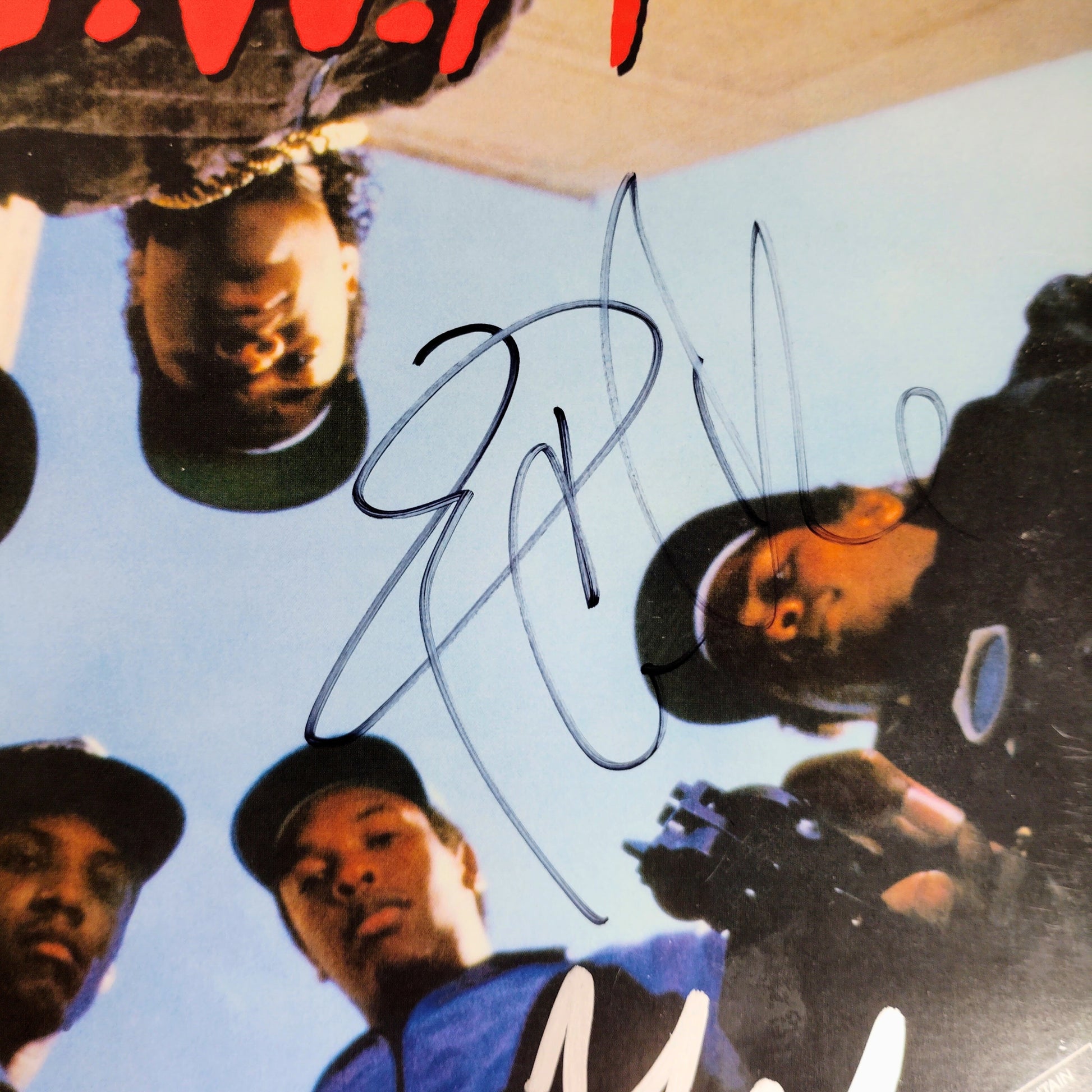 Music- Autographed- Ice Cube and DJ Yella Signed NWA Straight Outta Compton Vinyl Record Album Cover Beckett BAS Authentication 106