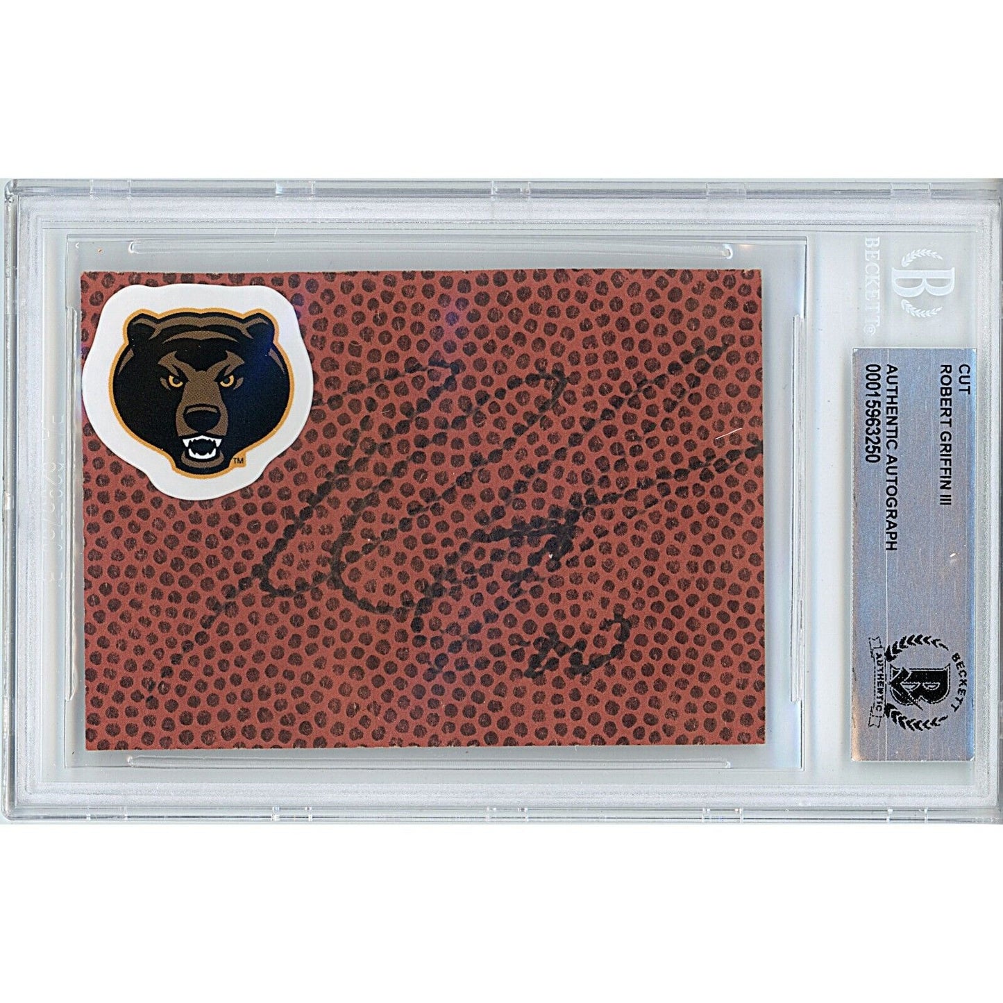 Footballs- Autographed- Robert Griffin III Baylor Bears Signed Football Signature Cut Beckett Authentic Auto Slab Front