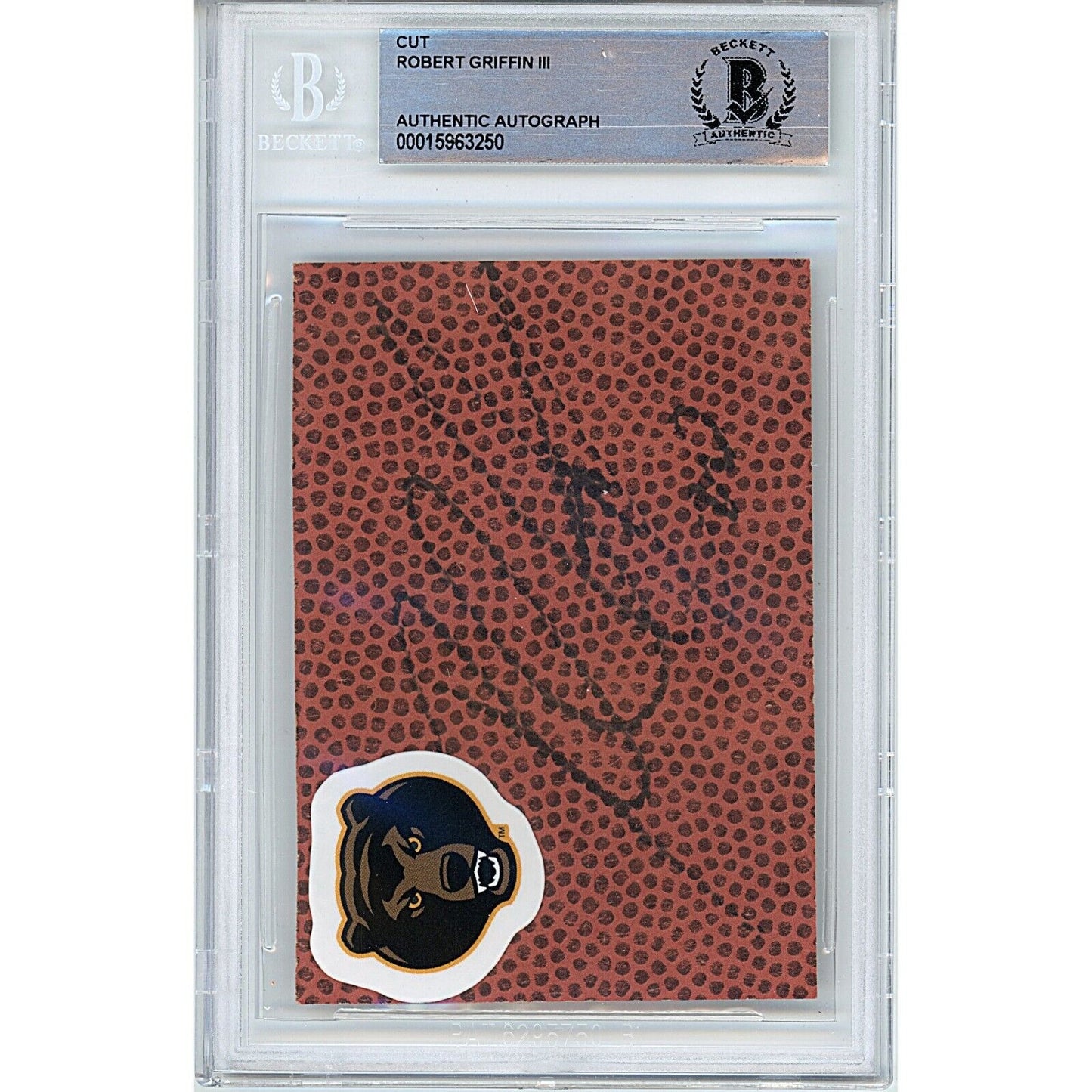 Footballs- Autographed- Robert Griffin III Baylor Bears Signed Football Signature Cut RG3 Beckett Authentic Auto Slab Front