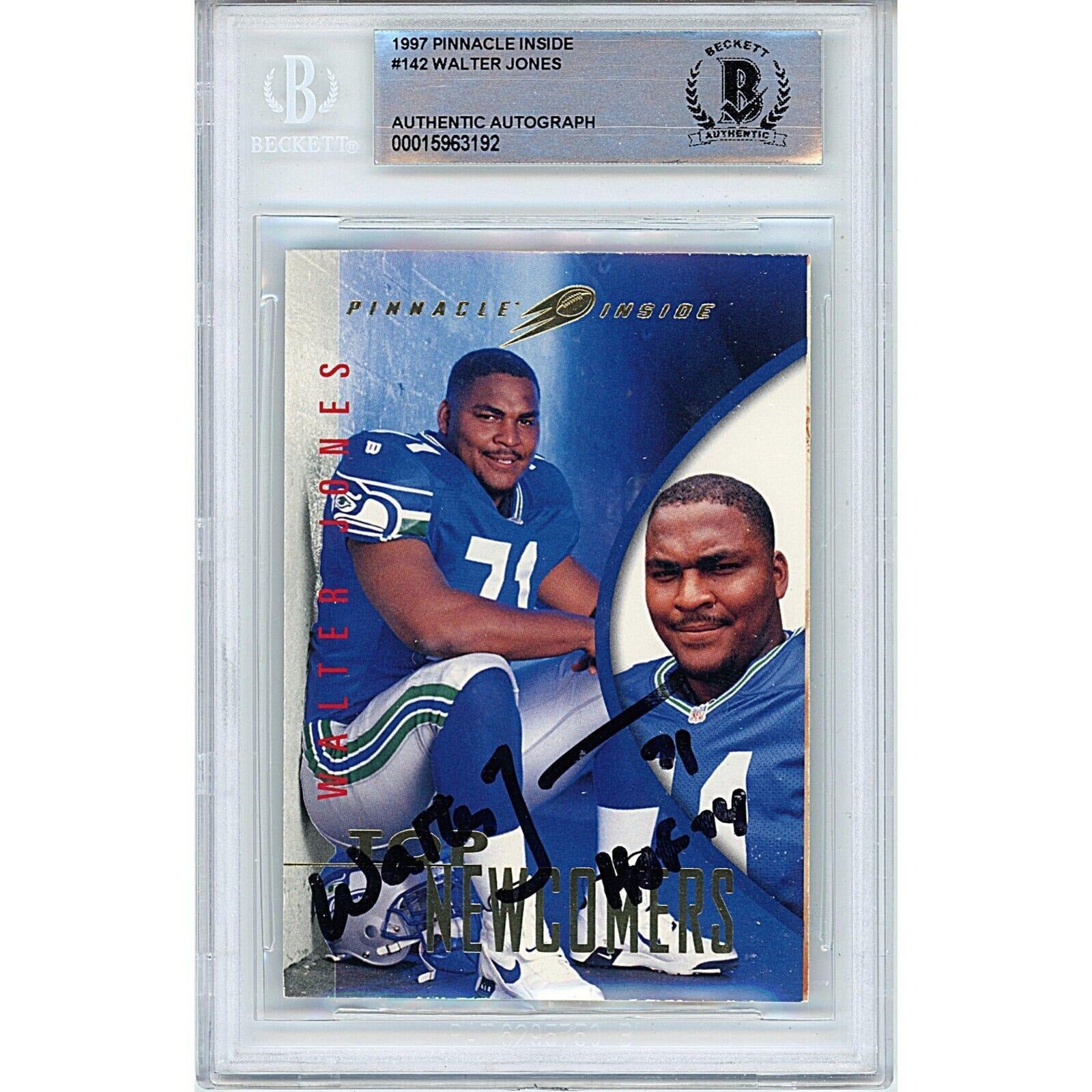 Walter Jones Seattle Seahawks autographed trading card – full view – Beckett COA