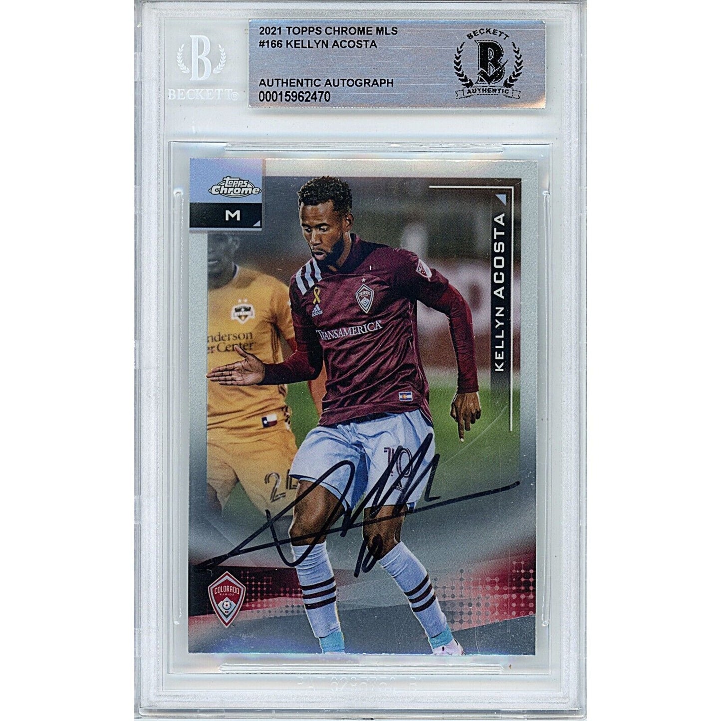 Soccer- Autographed- Kellyn Acosta Colorado Rapids FC Signed 2021 Topps Chrome MLS Soccer Card Beckett Authentic Auto Slab Front