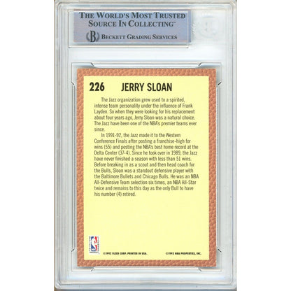 Basketballs- Autographed- Jerry Sloan Utah Jazz Signed 1992-93 Fleer Basketball Card Beckett Authentic Auto Slab Back