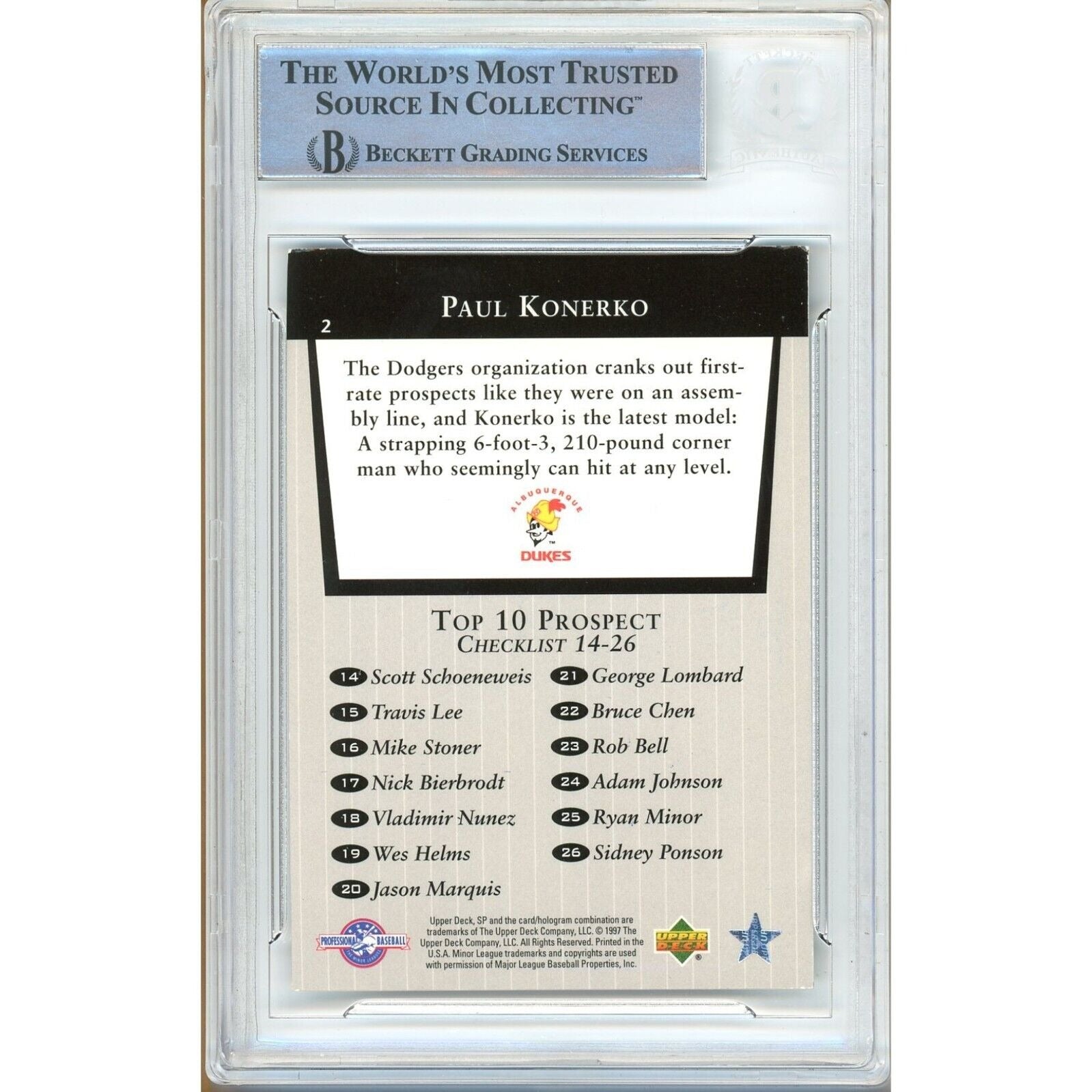 Paul Konerko La Dodgers signed trading card – signature close-up – Beckett COA