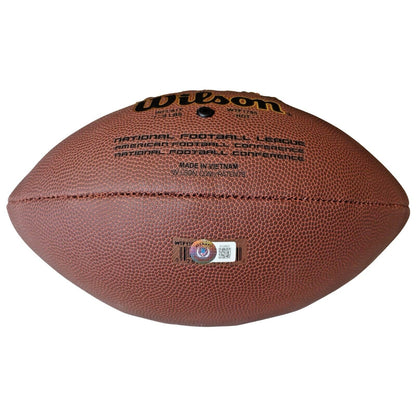 Footballs- Autographed- Jerry Jeudy Cleveland Browns Signed NFL Wilson Composite Football Beckett Certified Authentic Auto COA Back