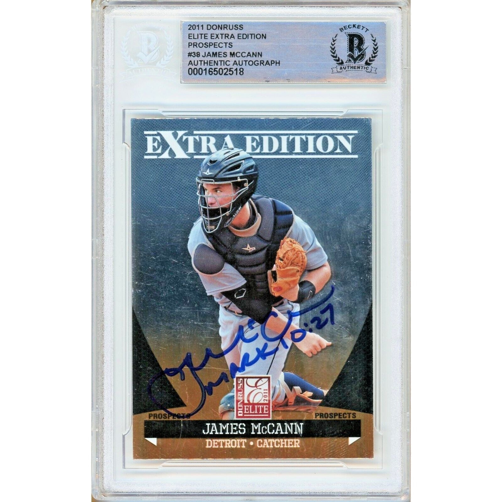 James Mccann Donruss Elite Extra Edition Autographed Trading Card Beckett BAS