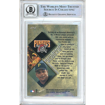 Baseballs- Autographed- Aramis Ramirez Pittsburgh Pirates Signed 1999 Metal Universe Building Blocks Baseball Card Beckett Authentic BGS Auto-10 Graded Slab Back