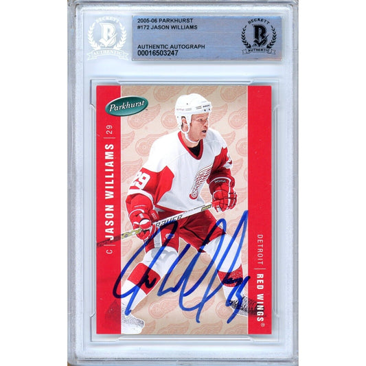 Hockey- Autographed- Jason Williams Detroit Red Wings Signed 2005-06 Parkhurst Hockey Card Beckett Authentic Auto Slab Front