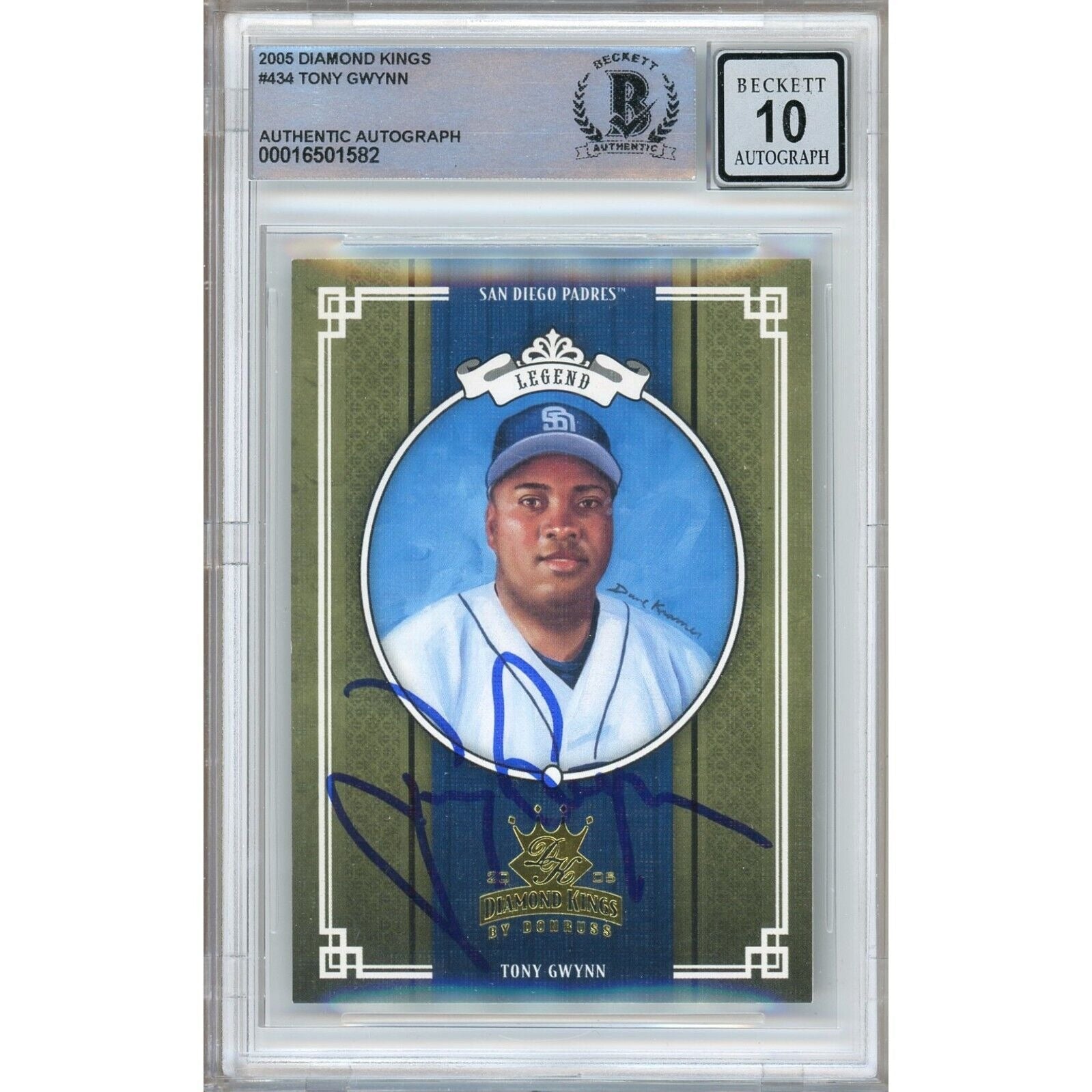 Tony Gwynn San Diego Padres autographed trading card – full view – Beckett COA