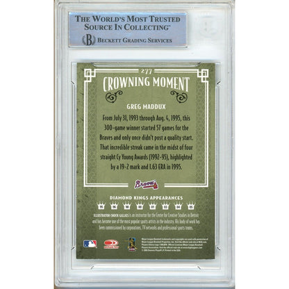 Baseballs- Autographed- Greg Maddux Atlanta Braves Signed 2005 Donruss Diamond Kings Baseball Card Beckett Authentic Auto Slab Back