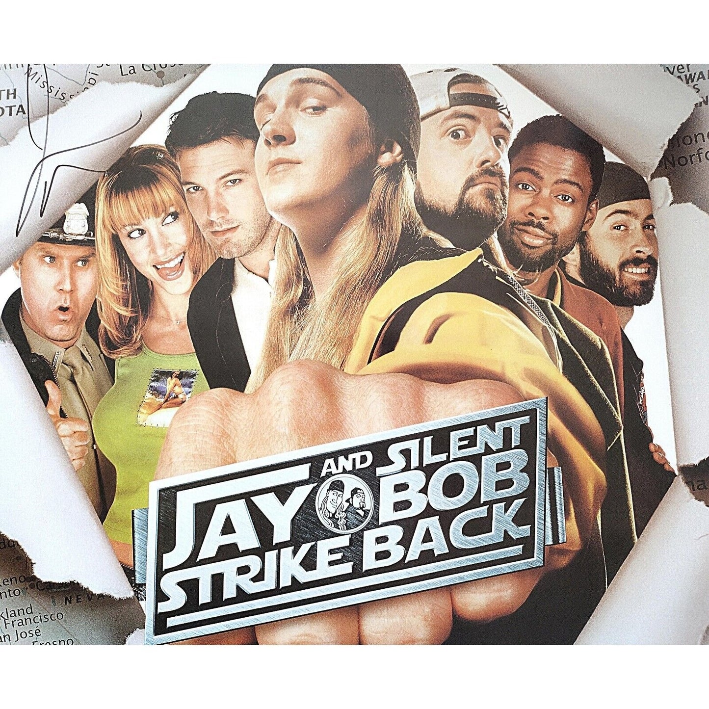 Hollywood- Autographed- Kevin Smith and Jason Mewes Signed Jay and Silent Bob Strike Back Movie Poster Beckett Authentic Auto Zoom