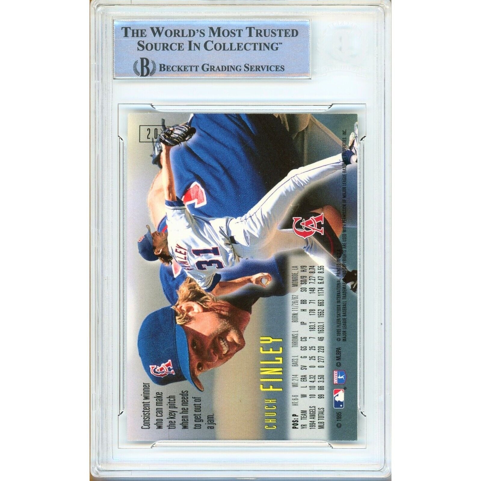 1995 #20 Chuck Finley LA Angels Autograph Trading Card – Beckett BAS