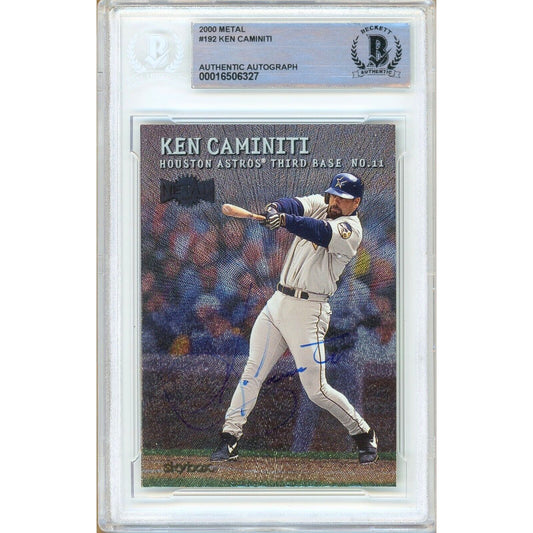 Baseballs- Autographed- Ken Caminiti Houston Astros Signed 2000 Fleer Metal Universe Baseball Card Beckett Authentic Auto Slab Front