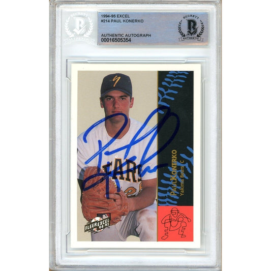 Baseballs- Autographed- Paul Konerko Chicago White Sox Signed 1994-95 Fleer Excel Rookie Baseball Card Beckett Authentic Auto Slab Front