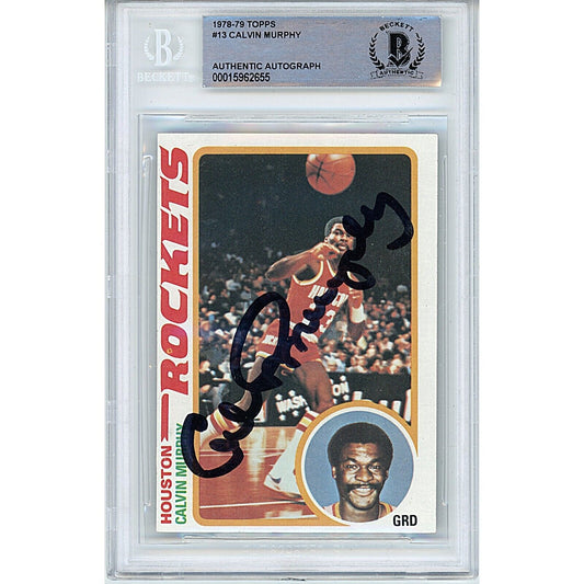 Basketballs- Autographed- Calvin Murphy Houston Rockets Signed 1978-79 Topps Basketball Card Beckett Authentic Auto Slab Front