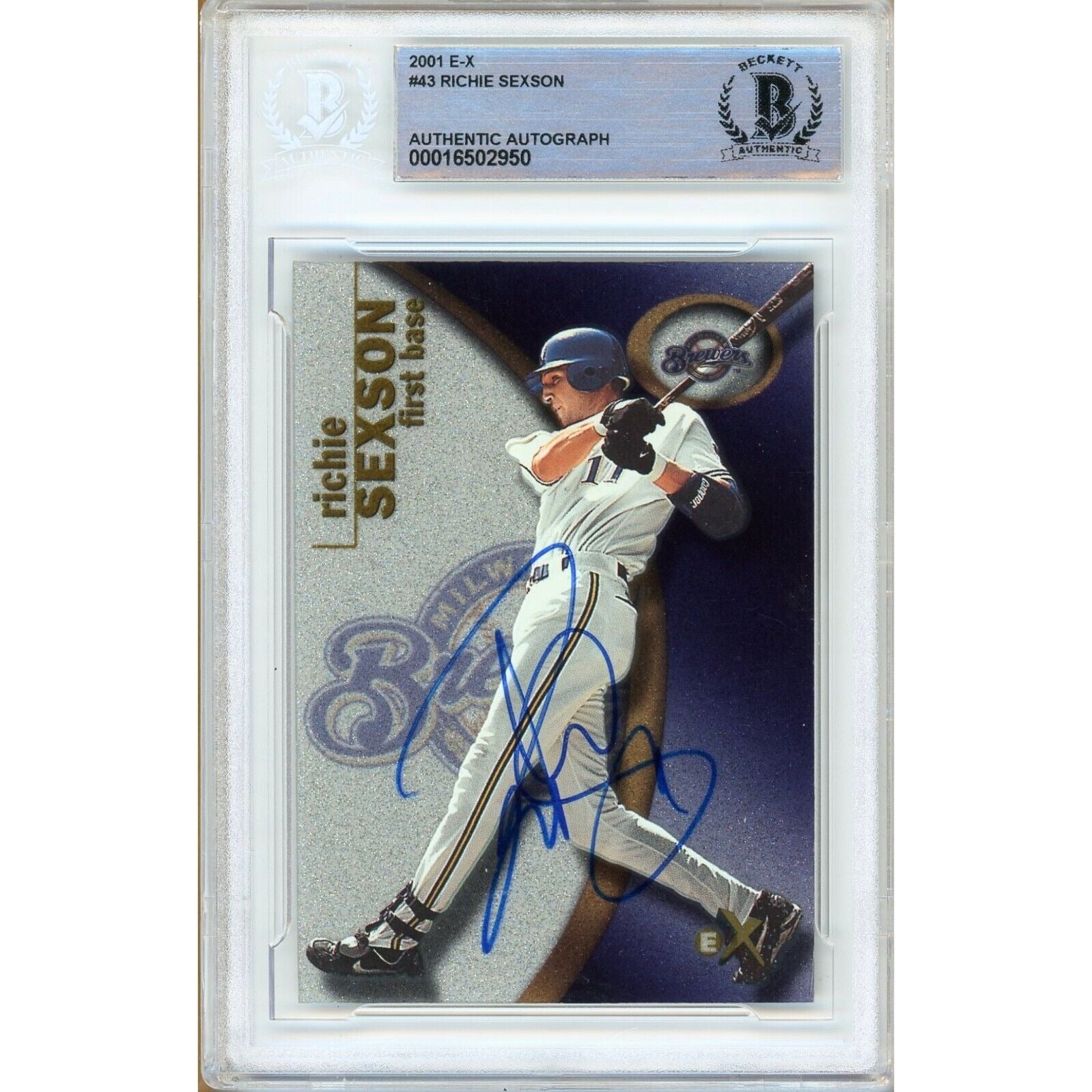 Richie Sexson Milwaukee Brewers autographed trading card – full view – Beckett COA