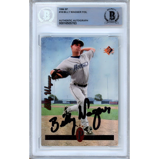 Baseballs- Autographed- Billy Wagner Houston Astros Signed 1994 Upper Deck SP Baseball Rookie Card Beckett Authentic Auto Slab Front