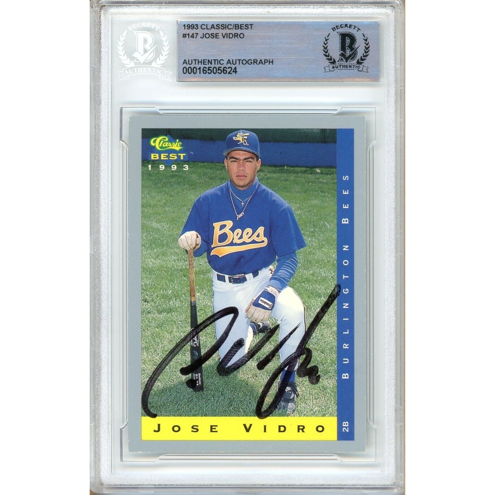 Jose Vidro Montreal Expos autographed trading card – full view – Beckett COA