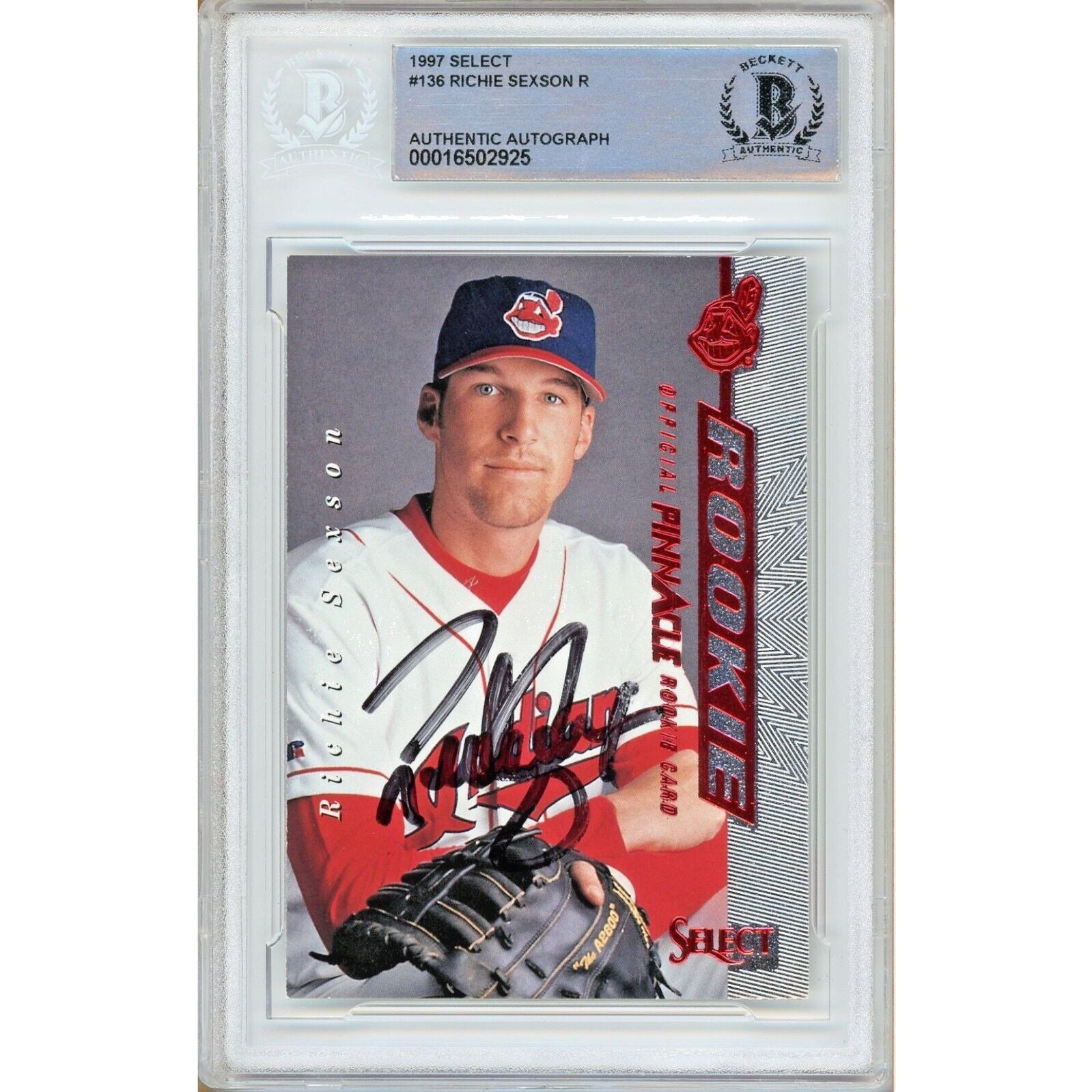 Richie Sexson Cleveland Indians autographed trading card – full view – Beckett COA