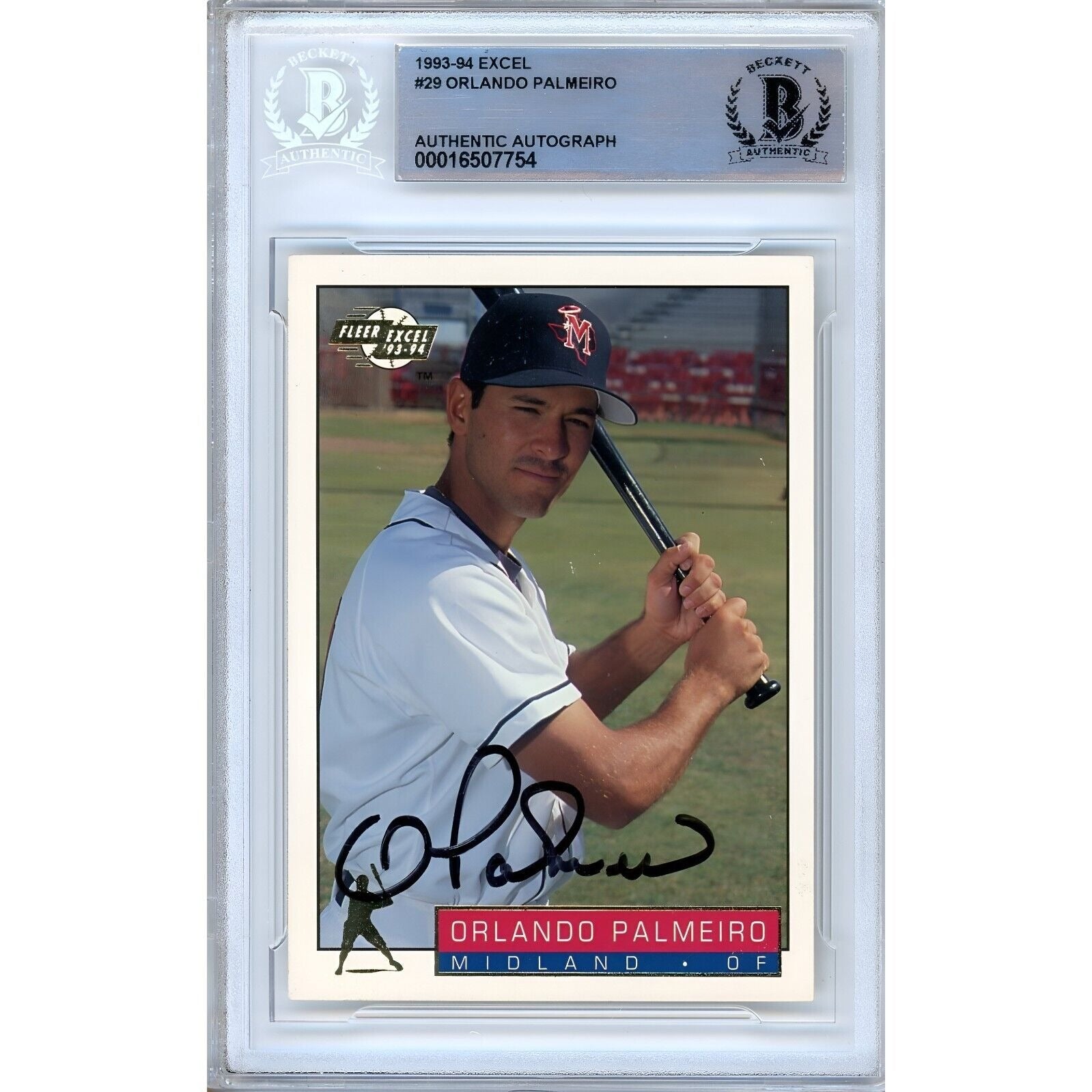 Orlando Palmeiro La Angels autographed trading card – full view – Beckett COA